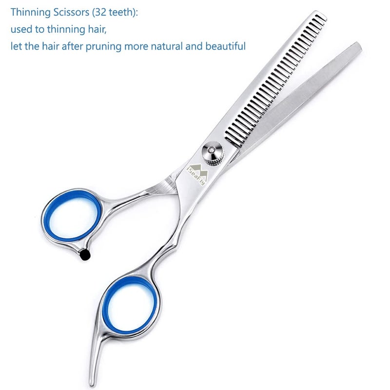 iSeaFly Dog Scissors with Round Tip, 6 in 1 Dog Grooming Kit, Stainless Steel Pet Grooming Scissors for Full Body, Face, Nose, Ear and Paw (Blue) - Image 3